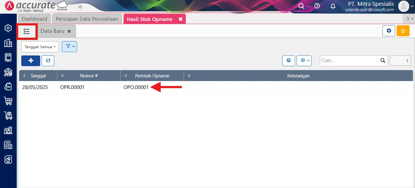 menghapus transaksi stok opname